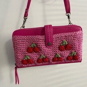 The Sak cherry knit crossbody wallet